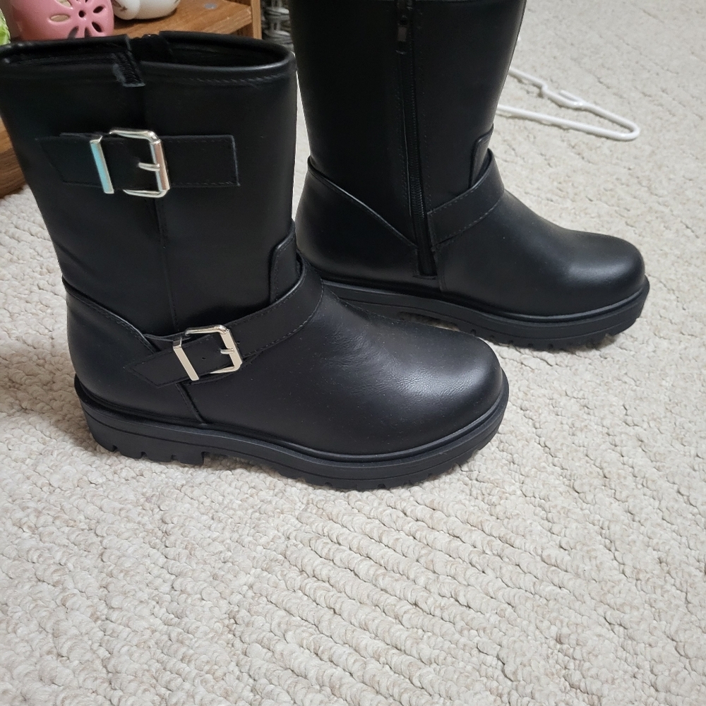 Chic Black Womens Boots with Buckle Detail